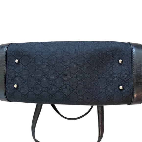 GUCCI Bamboo Bullet Bag - Black Canvas and Leather w/ Silver-tone Hardware - Picture 10 of 13